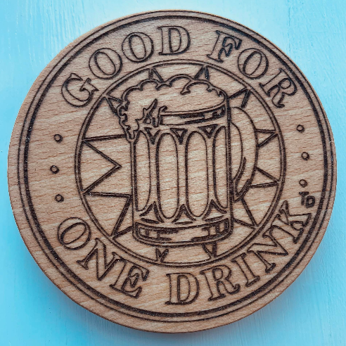 Laser engraved bottle opener coaster-