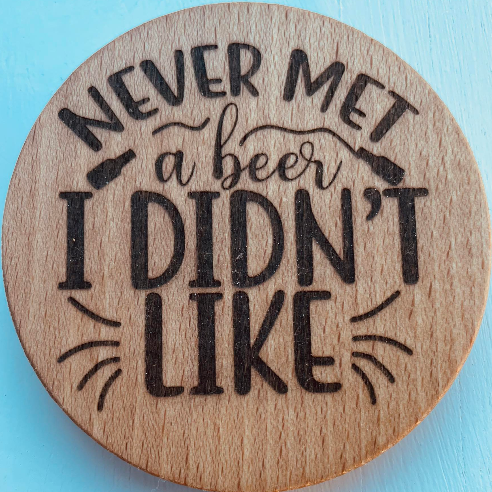 Laser engraved bottle opener coaster-