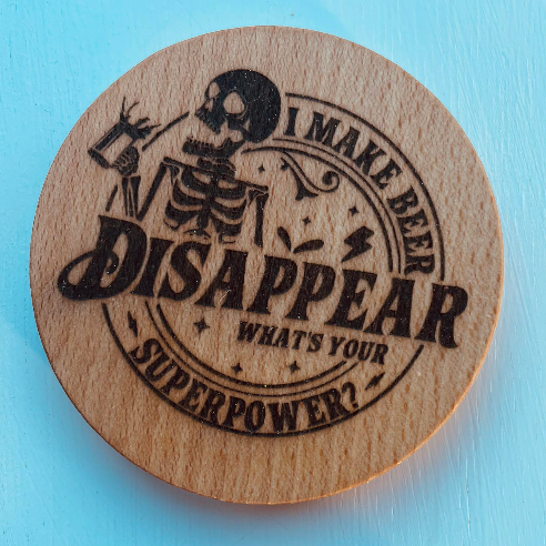 Laser engraved bottle opener coaster-