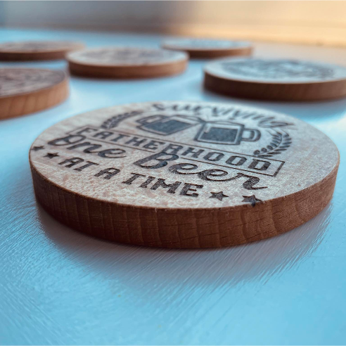 Laser engraved bottle opener coaster-